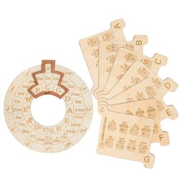 Imagem de Ferramenta de melodia de madeira, ferramenta de melodia de círculo redondo de quinta roda com 7 peças de cartas de acorde de guitarra, ferramenta de aprendizagem de teoria musical de tamanho grande de