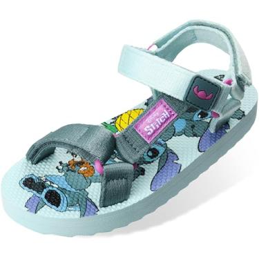 Imagem de Disney Sandália Stitch Girls, sapatos de verão com alças ajustáveis – presentes de costura, Azul, 10.5 Big Kid