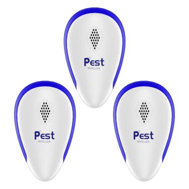 Imagem de Repelente ultrassônico atualizado 2024 com 3 pacotes, repelente ultrassônico interno para baratas, roedores, ratos, insetos, formigas, mosquitos, ratos, aranha, plugue eletrônico de controle de pragas