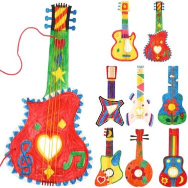 Imagem de Toyvian 8 Peças De Recortes De Madeira Inacabados Para Guitarra Para Pintura - Guitarras De Papelão Para Crianças Para Decorar Fatias De Madeira - Brinquedos De Guitarra De Madeira Com Furos - Proj