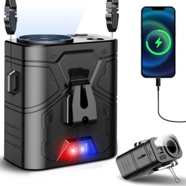 Imagem de JTRYEMU Ventilador de cintura portátil de 20000 mAh, clipe no cinto, corpo da camisa, bateria recarregável, 5 velocidades 20000RPM 60H, luz LED funcional, dispositivo de resfriamento pessoal