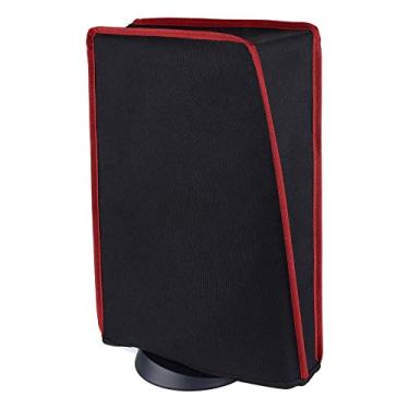 Imagem de PlayVital Capa contra poeira para PS5 de nylon preto, forro macio e limpo para console DualSense 5, capa à prova d'água antiarranhões para PlayStation 5 Console Digital Edition e Edição de disco - Acabamento vermelho