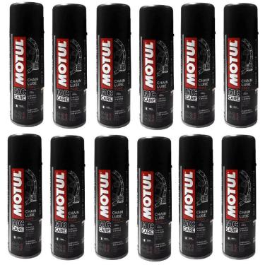 Imagem de Kit Com 12 Lubrificantes Corrente Moto Bike Motul C2 Chain Lube Road 200Ml Caixa Fechada