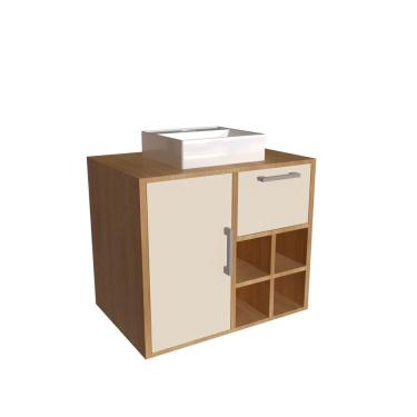 Imagem de Gabinete De Banheiro Suspenso 68cm 1 Porta 1 Gaveta E Nicho Aberto Com Cuba Eduarda Mel-arenas