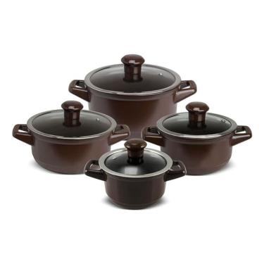 Imagem de Jogo De Panelas Em Cerâmica Duo Com 4 Peças Ceraflame Chocolate