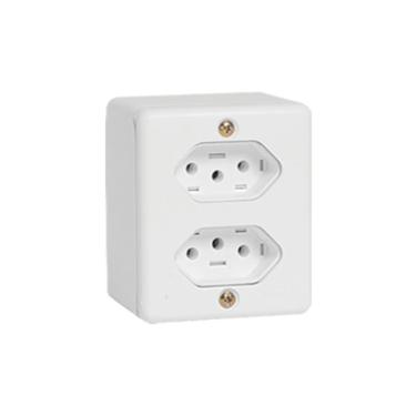 Imagem de Tomada Sobrepor Dupla 250v 10a 63120 Ilumi Branco - 250v
