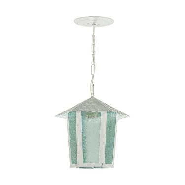 Imagem de Lustre Pendente Blumenau Colonial Sextavado Vidro Pontilhado E27 Bivolt Branco