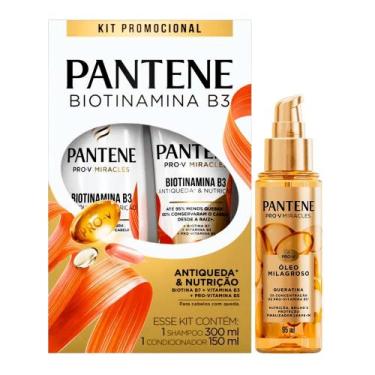 Imagem de Kit Pantene Biotinamina Shampoo 300ml + Condicionador 150ml + Óleo Mil