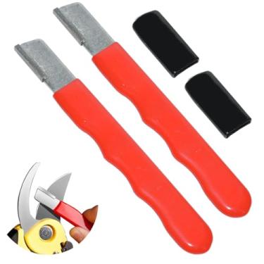 Imagem de Paoleju Afiador De Facas Portátil, Pacote Com 2 - Lâmina Bolso Multiuso Para Ferramentas Jardim/Lâminas Cortador Grama/Tesouras/Canivetes/Machado/Tesoura Jardim, Kit Afiação Caça E Atividades Ao Ar