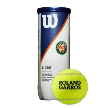 Imagem de Kit 3 Bolas de Tênis Tubo Roland Garros Oficial All Court Profissional Wilson