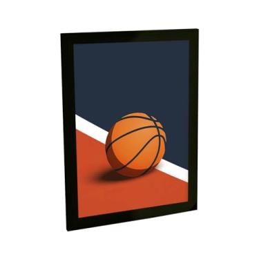 Imagem de Quadro Decorativo Basquete Ilustração Bola Linha Decoração Poster Quarto Sala