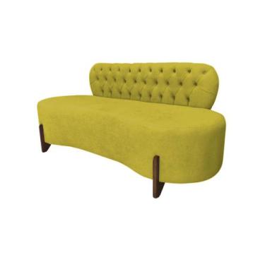 Imagem de Sofá 3 Lugares Orgânico Curvo Tókio 180cm Veludo Amarelo - Mazzero Dec