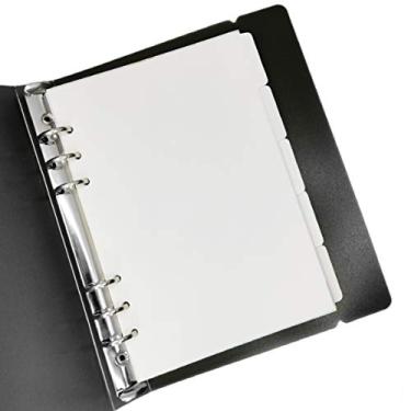 Imagem de Abas indexadas para A5/A6 Capa de 6 furos para visualização de anel redondo pasta de arquivo protetor de folha solta protetor de capa de fichário (papel branco horizontal), A5/21 cm * 15 cm/8,5 polegadas)