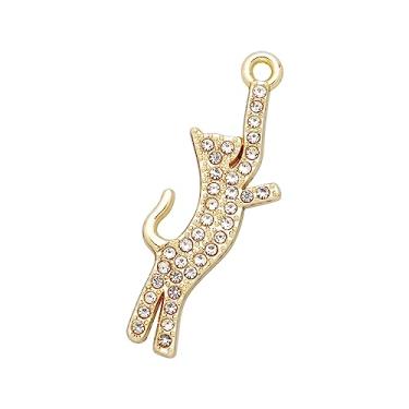 Imagem de Zicdije Pacote com 20 pingentes banhados a ouro, pingentes banhados a ouro, acessórios de cristal para colar, pulseira, fabricação de joias, faça você mesmo, Zinco, Strass