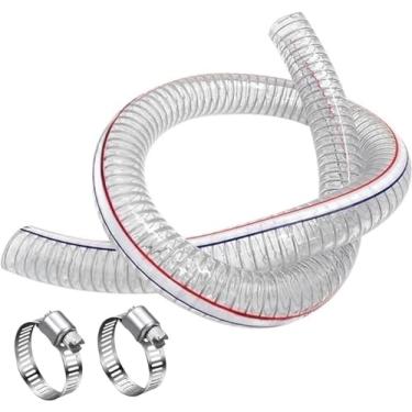Imagem de Mangueira de sucção OD de 3/4 polegadas ID X 2,5 cm para mangueira reforçada com bomba de água, mangueira de sucção a vácuo de fio de aço resistente, mangueira de PVC com fixadores tubo de vinil de linha de água flexível, 10 m
