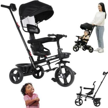 Imagem de Triciclo Infantil Bebê Carrinho De Passeio Com Empurrador Seguro Com C