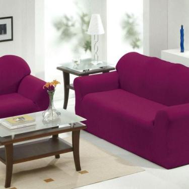 Imagem de Jogo 2 Capas De Sofá 2 E 3 Lugares Malha Gel 100% Poliéster Vinho - BE