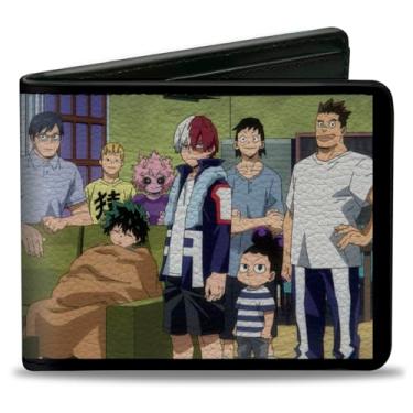 Imagem de Carteira My Hero Academia, dobrável, My Hero Academia Class 1A Family Scene e logotipo preto, couro vegano