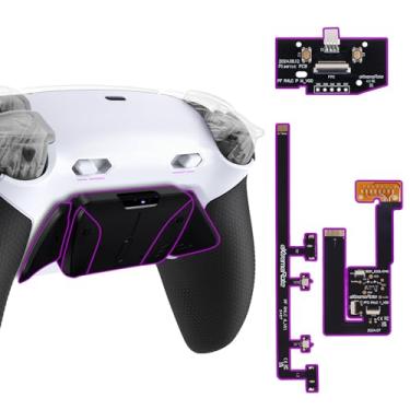 Imagem de eXtremeRate Kit De Pás Traseiras Rise4 Plus Max Com Travas Gatilho E Empunhadura Emborrachada Para Controle Ps5 Bdm-030 040 050, Botões Remapeáveis Pretos - Branco
