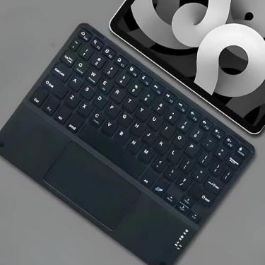 Imagem de Teclado Slim Sem Fio com Touchpad, 78 Teclas, Alumínio, preto, Sem Fio Bluetooth Portátil, Compatível Com Notebook, Tablet, Smart TV, Bateria Recarregável, Design Compacto (Preto)