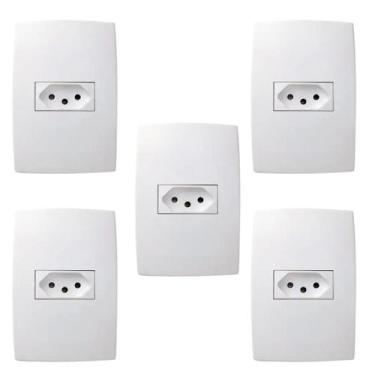Imagem de Kit 5 Conjunto Tomada 20a 2p+t 4x2 Branca 615081bc Pial Plus+