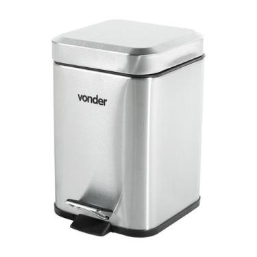 Imagem de Lixeira retangular 3 litros inox cinza vonder