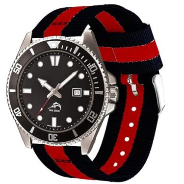 Imagem de Compatível com pulseiras Casio MDV106, pulseira de substituição de tecido de nylon respirável de 22 mm da Lamshaw compatível com relógio Casio MDV106 Series, tamanho único, metal, 1