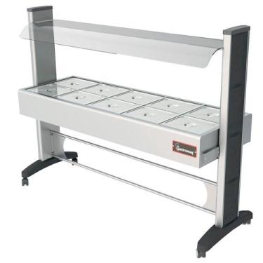 Imagem de Buffet Aquecido Gastromaq Super Luxo Inox 10 Cubas Tampa Inox Cobertur