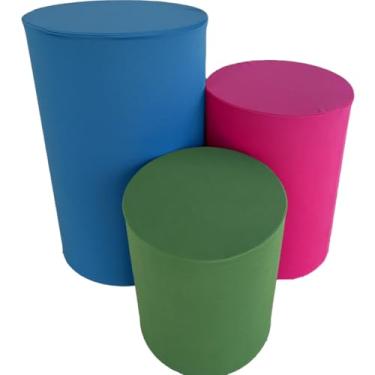 Imagem de Trio de Capa para Cilindro Para Festa Decoração de festa trio capa de cilindro Monte Sua Capa(AZUL CEU, PINK E VERDE)