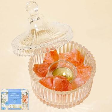 Imagem de Castiçal de vidro de cristal, peça central de casamento, luz de mesa decorativa para jantar (sal de laranja)
