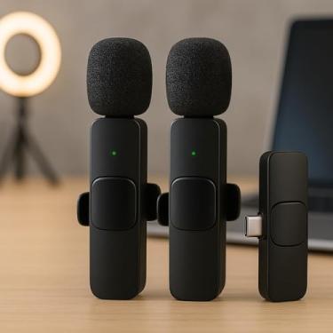 Imagem de Microfone Lapela Sem Fio K9 Duplo Bluetooth Tipo-C | Captação Clara de Áudio, Ideal para Vídeos, Entrevistas e Lives
