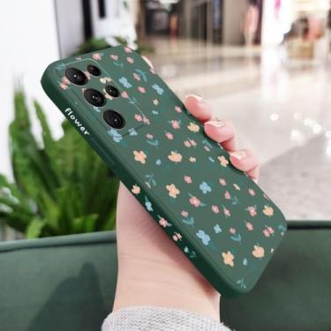 Imagem de Capa de celular com estampa de flores para Samsung Galaxy S25, S24, S23, S22, S21, S20 FE, Note 20 Ultra, 10, 9 Plus, verde escuro, para S23
