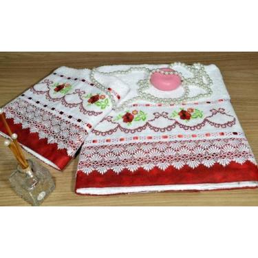 Imagem de Jogo de Toalhas Bordadas Banho e Rosto - Mariana - Arte & Tear