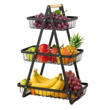 Imagem de Cesto Fruteira de Mesa Metal Aramado Organizador Multiuso Frutas Legumes Para Mesa Bancada
