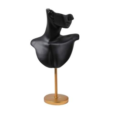 Imagem de UGPLM Suporte de exibição de joias de busto de manequim, brincos, colar, organizador de joias para shoppings, Preto