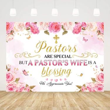 Imagem de AIBIIN 2,1 x 1,5 m Presente de fundo de apreciação de esposa pastor para mulheres We Appreciate You Photography Background Thanks to Pastor's Wife Party Decorações Banner Photo Studio Props