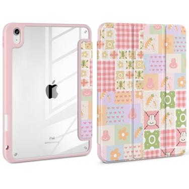 Imagem de Loyrina Capa para iPad mini (A17 Pro, modelo 2024, 7ª geração) / Mini 6 (modelo 2021, 6ª geração) 8,3 polegadas - estampas fofas com capa traseira transparente, suporte magnético Wake Sleep com três