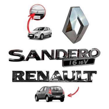 Imagem de Kit Emblemas Porta Malas Grade Logo Letreiro Sandero 1.6 16V