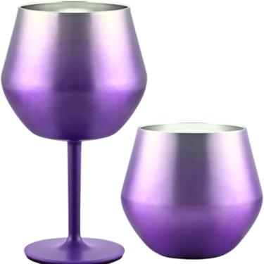 Imagem de Taça De Vinho/Gim Em Aço Inoxidável Com Haste Destacável, 360 Ml, Copo Térmico Com Base Antiderrapante, Perfeito Para Presente, Versátil Para Uso Doméstico, Eventos E Piqueniques (Roxo)