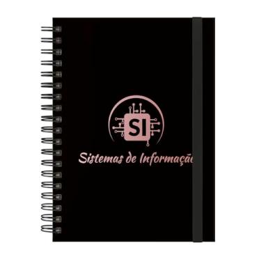 Imagem de Caderno Colegial Plus 12 Matérias Profissões Sistemas de Informação (Preto e Rosê)