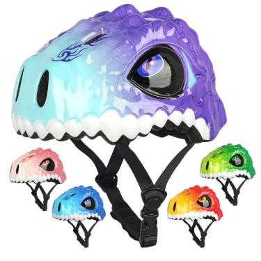 Imagem de Capacete de bicicleta infantil infantil, capacetes de dinossauro 3D para meninos e meninas, bebês/bebês para crianças de 1/2/3/4/5/6/7/8 anos de idade, leve, ajustável, multiesportes, bicicleta