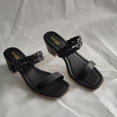 Imagem de Tamanco Feminino Sandália Tranças e Tira Salto Médio - Rozes Shoes, Pr