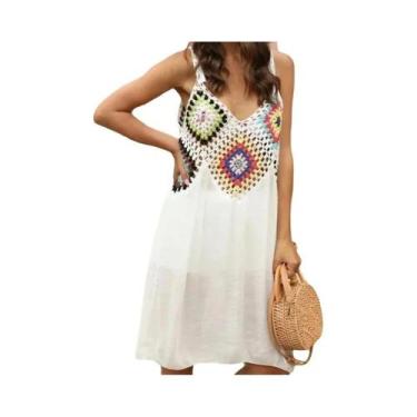 Imagem de Vestido De Praia Respirável Para Mulheres Com Padrão Colorido, Tricota