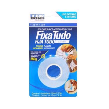 Imagem de Fita Dupla Face De Espuma Fixa Tudo 12mm X 1,5m - 350g - Tek Bond -