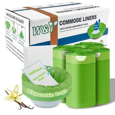 Imagem de Commode Liners W&Y, pacote com 100 almofadas superabsorventes