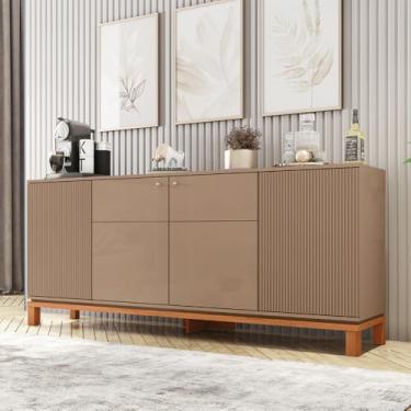 Imagem de Buffet Átomo 179,4cm com 4 Portas Ripadas Pés Cavalete MDP Sued/Freijo G11 - Gran Belo