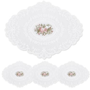 Imagem de ZJRDYYK Jogo americano retrô de renda, conjunto de 4 tapetes de mesa bordados, tapetes bordados para mesas de jantar, toalhas de crochê vintage, toalhas de crochê francesas