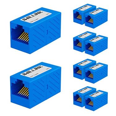 Imagem de iwillink Conector Ethernet de acoplador RJ45, conector RJ45 fêmea para cabo Ethernet Cat7 Cat6 Cat5e Cat5, adaptador extensor, pacote com 10, azul