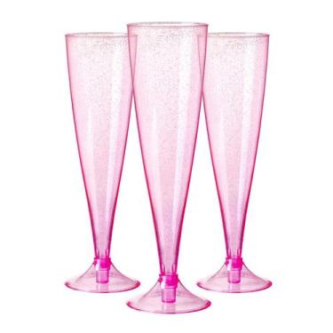 Imagem de Taças de vinho Homy Feel Pink Glitter 150mL, pacote com 30 unidades de