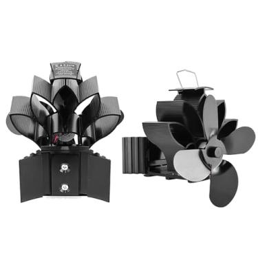 Imagem de GLOGLOW Ventilador de Fogão a Lenha Com Calor, Distribuição de Calor Eficiente Silencioso 4 Design de Lâmina Film de Lareira Pendurada para Lares de Lares e Queimadores de Madeira (Com termômetro)